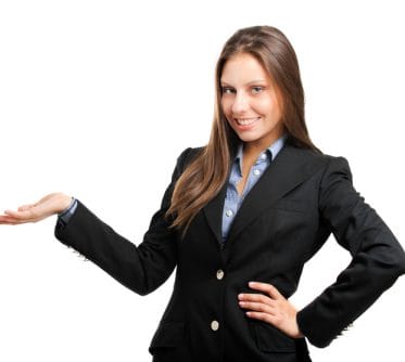 Business woman showing the copyspace using her hands